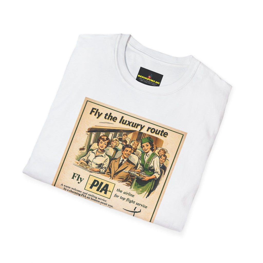 Vintage PIA Airlines Poster T-Shirt — Retro Travel Graphic Tee