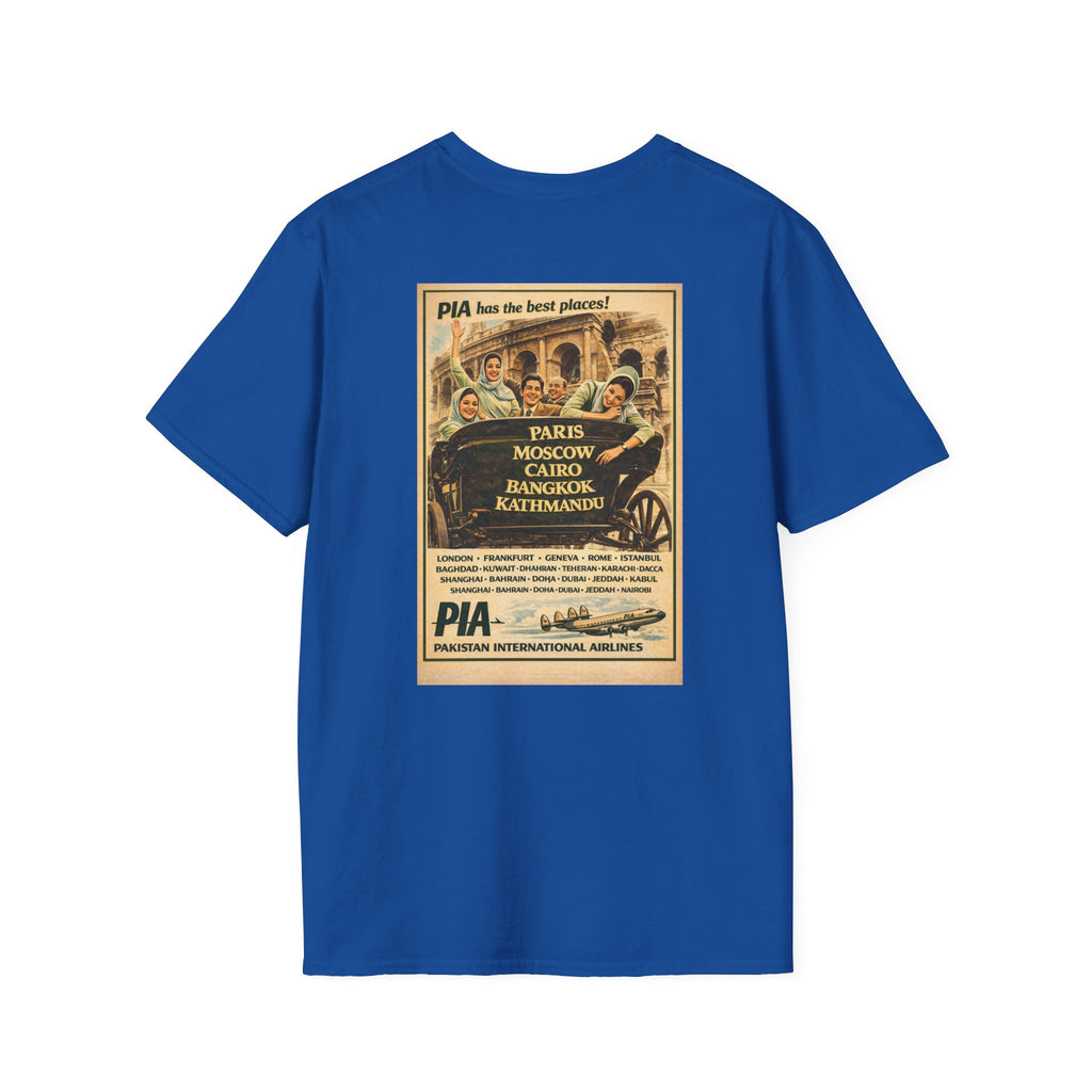 Vintage PIA Airlines Poster T-Shirt — Retro Travel Graphic Tee