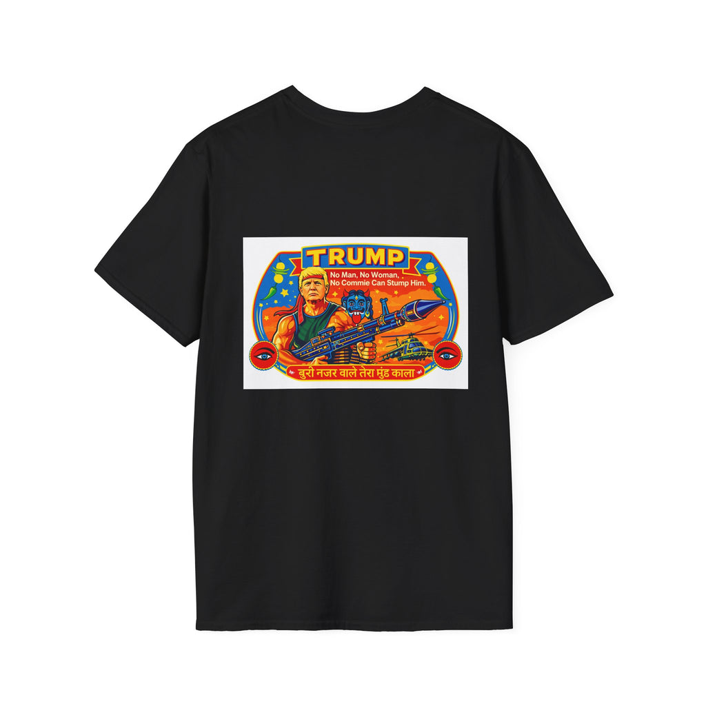 Political Graphic T-Shirt — Bold 'TRUMP' Patriotic Rifle Design