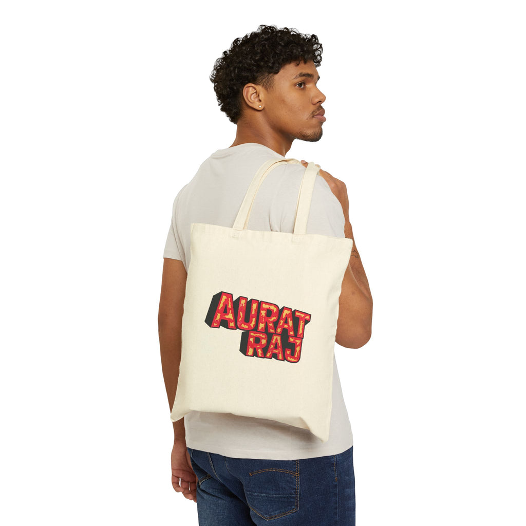 Aurat Raj Canvas Tote — Bold Feminist Crown Print Cotton Tote Bag
