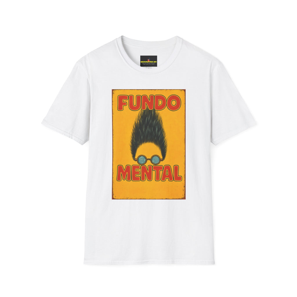 Graphic T-Shirt — "Fundo Mental" Retro Portrait + Palestinian Flag Watermelon Back Art