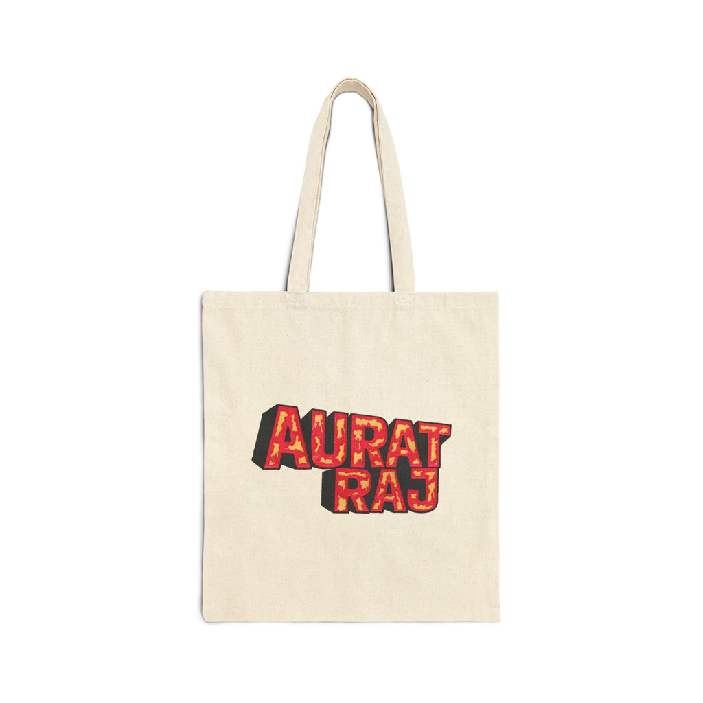 Aurat Raj Canvas Tote — Bold Feminist Crown Print Cotton Tote Bag