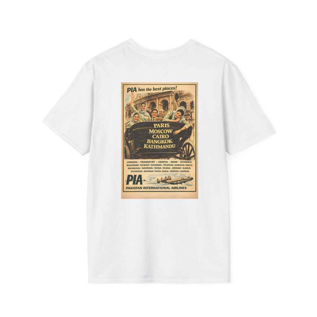 Vintage PIA Airlines Poster T-Shirt — Retro Travel Graphic Tee