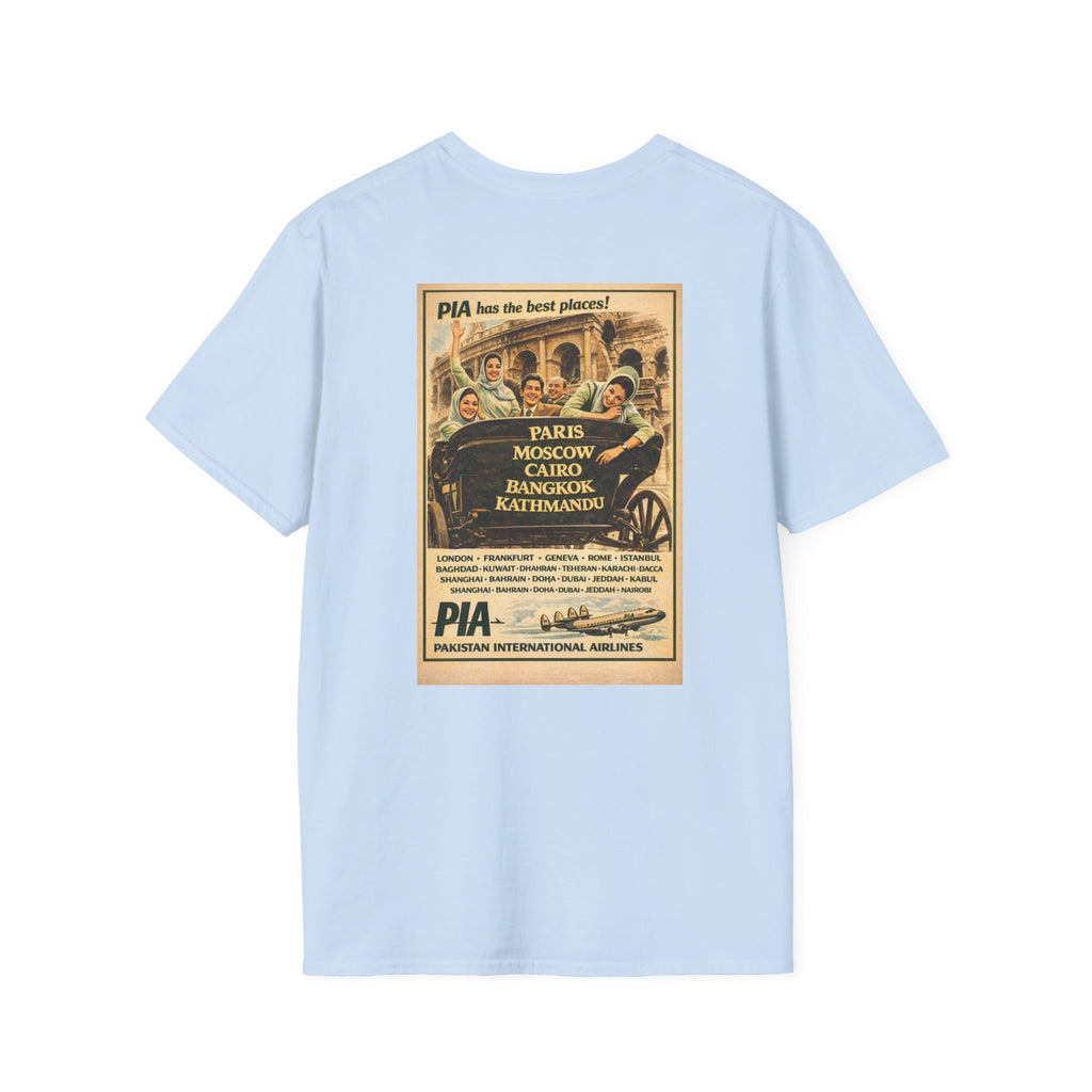Vintage PIA Airlines Poster T-Shirt — Retro Travel Graphic Tee