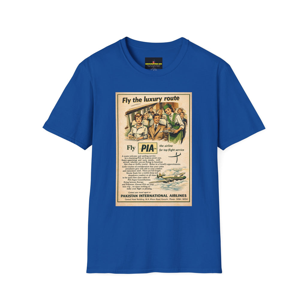 Vintage PIA Airlines Poster T-Shirt — Retro Travel Graphic Tee