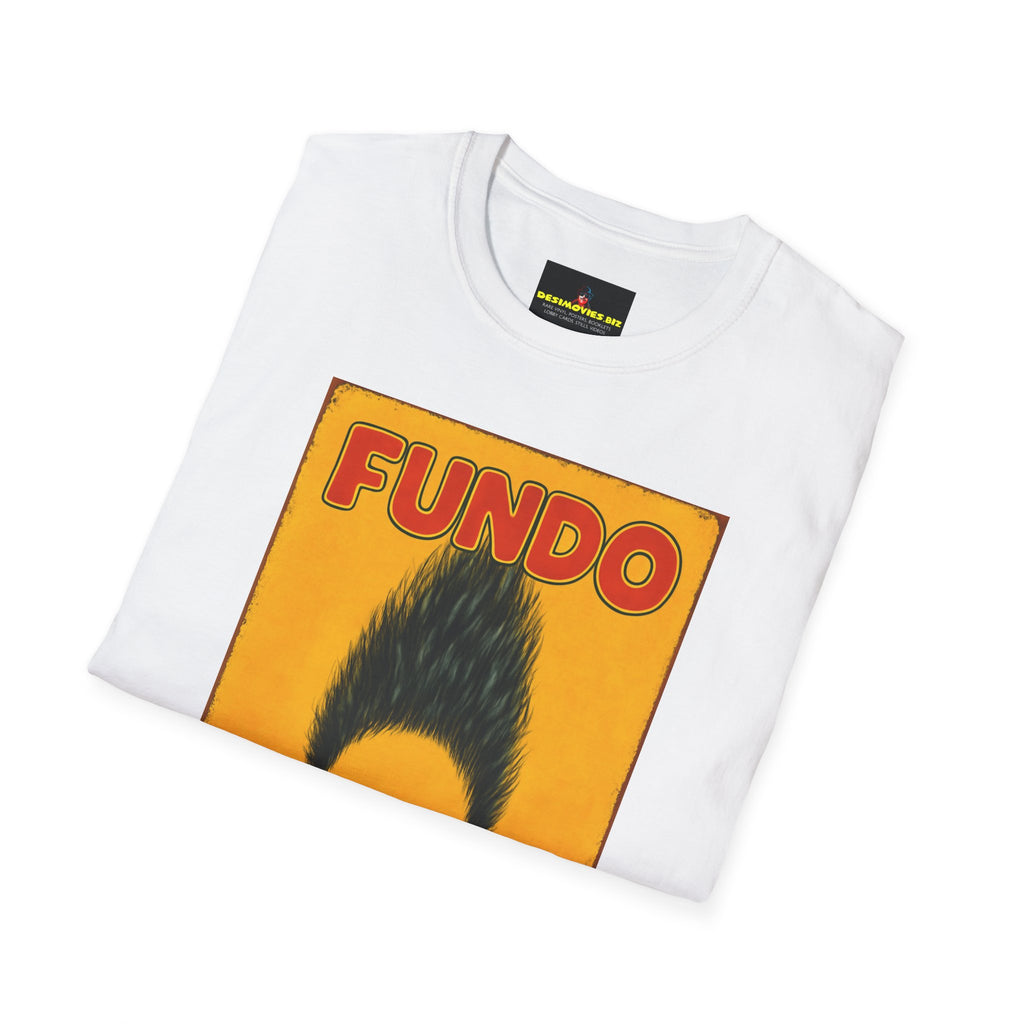 Graphic T-Shirt — "Fundo Mental" Retro Portrait + Palestinian Flag Watermelon Back Art