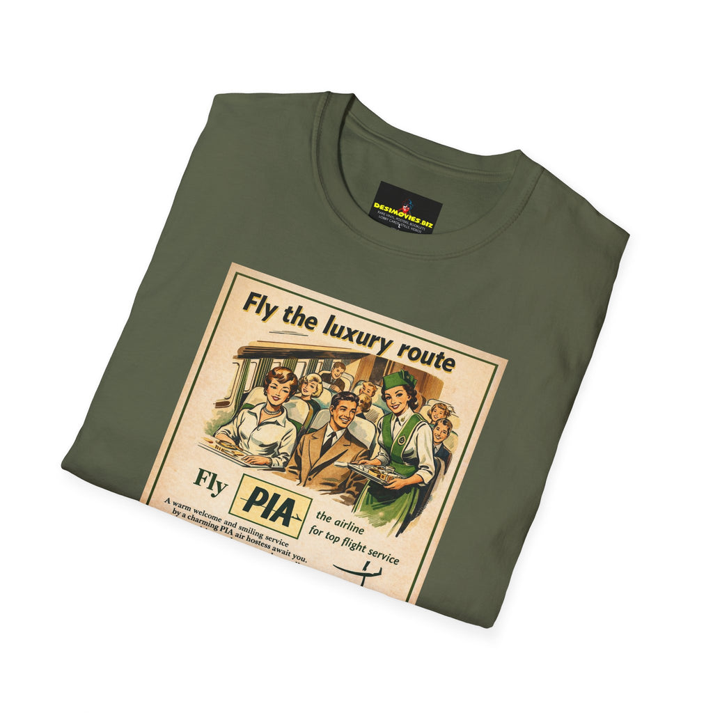 Vintage PIA Airlines Poster T-Shirt — Retro Travel Graphic Tee