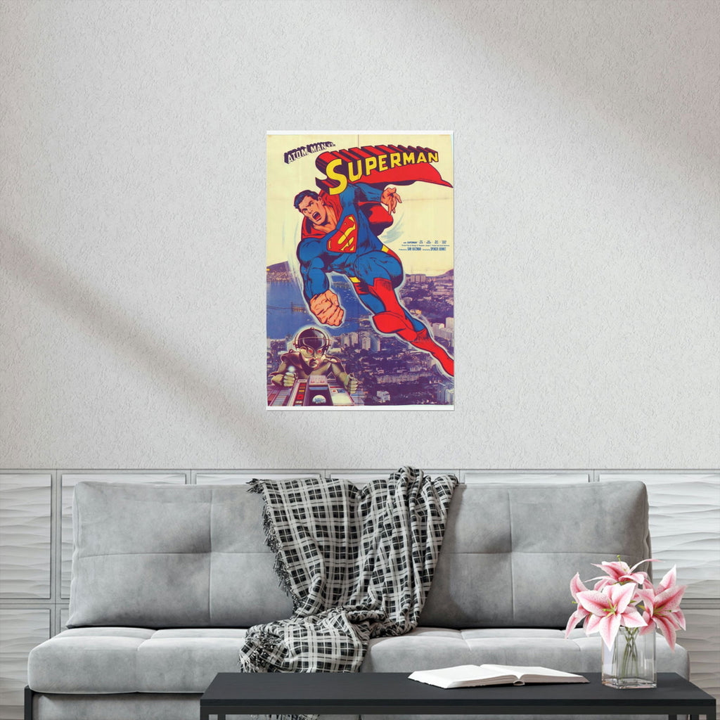 Atom Man Vs Superman (1950) Original Poster Print from Pakistan - Matte Vertical Posters - www.desimovies.biz