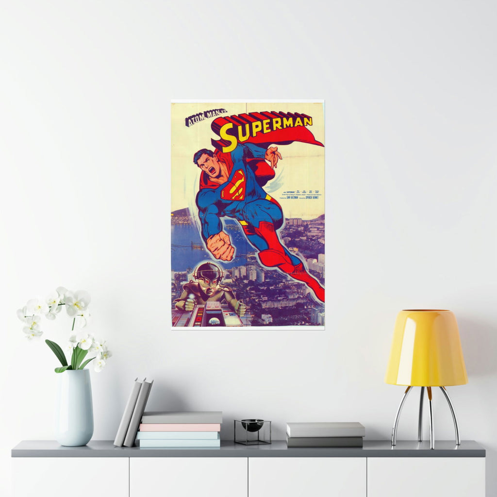 Atom Man Vs Superman (1950) Original Poster Print from Pakistan - Matte Vertical Posters - www.desimovies.biz