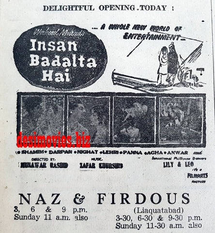 Insaan Badalta Hai (1967) Press Ad - Karachi 1967 - www.desimovies.biz