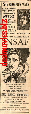 Insaf (1960) Press Ad - Karachi 1960 - www.desimovies.biz