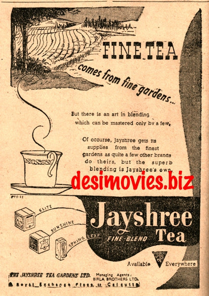 Jayshree Tea (1947) Press Advert 1947 - www.desimovies.biz