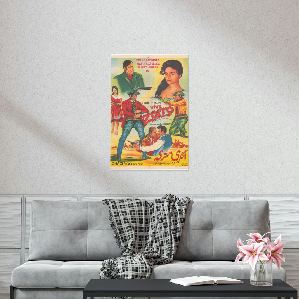 Viva Zorro Urdu Poster for Pakistan Premium Matte Vertical Posters - www.desimovies.biz