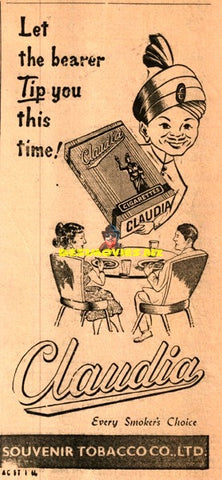 Claudia Cigarettes (1960) Press Advert 1960