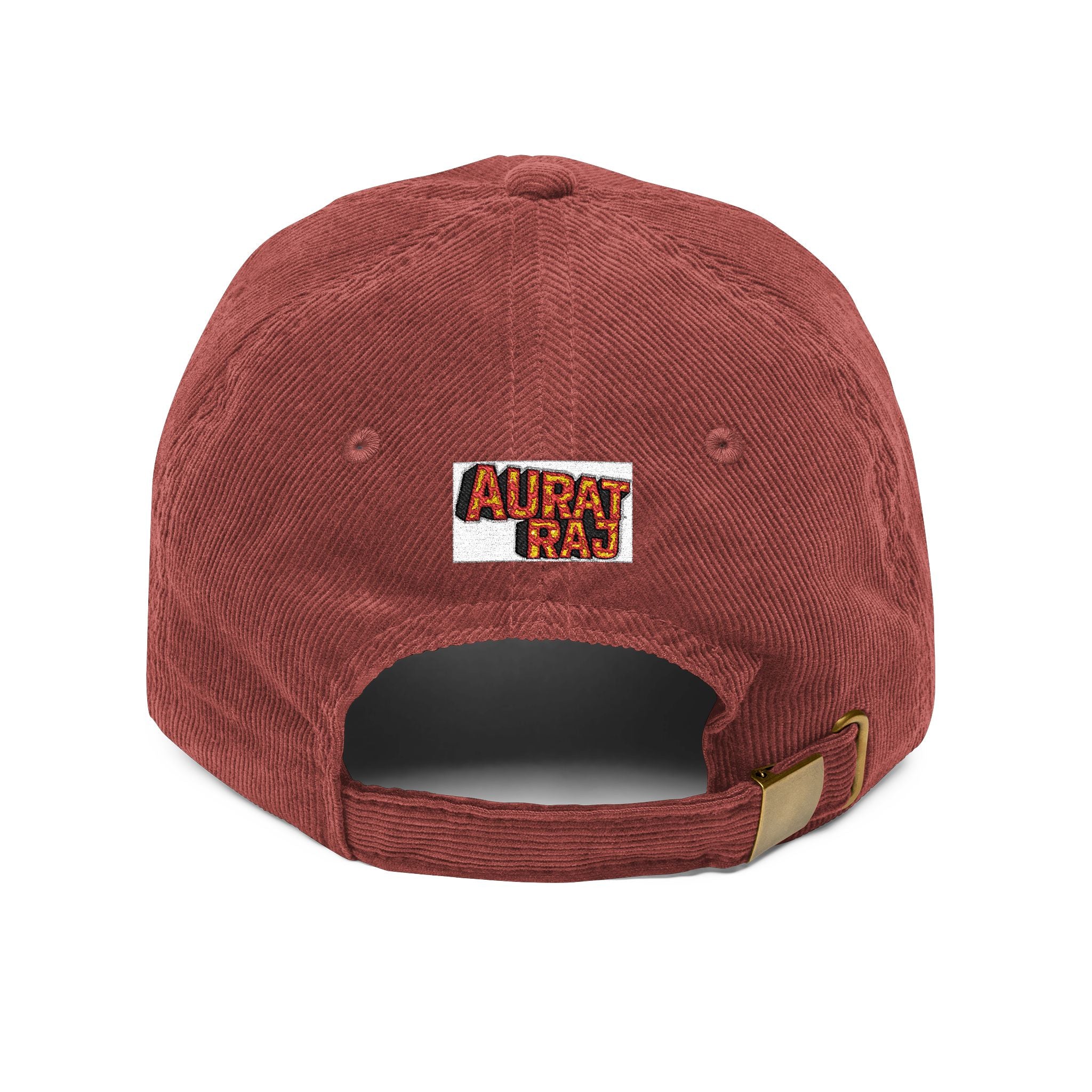 AURAT RAJ - Embroidered Corduroy Crown Cap — Vintage Rust Baseball Hat