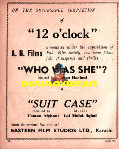 12 O'clock & Suit Case - advert (March 1960) - www.desimovies.biz