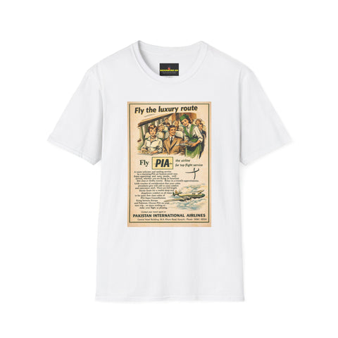 Vintage PIA Airlines Poster T-Shirt — Retro Travel Graphic Tee