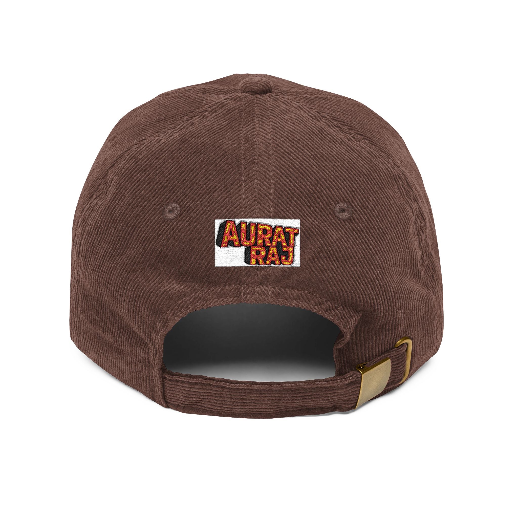 AURAT RAJ - Embroidered Corduroy Crown Cap — Vintage Rust Baseball Hat