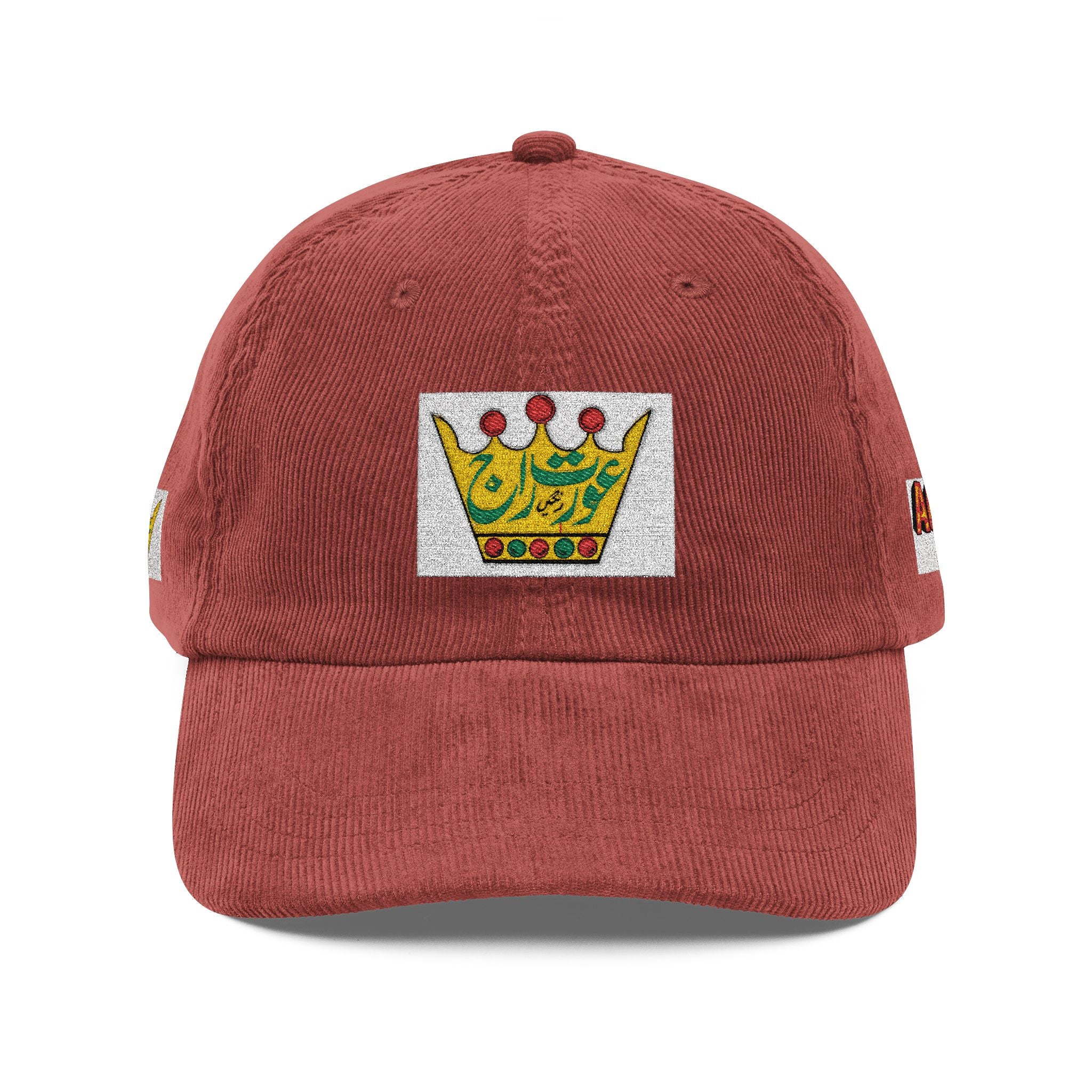 AURAT RAJ - Embroidered Corduroy Crown Cap — Vintage Rust Baseball Hat