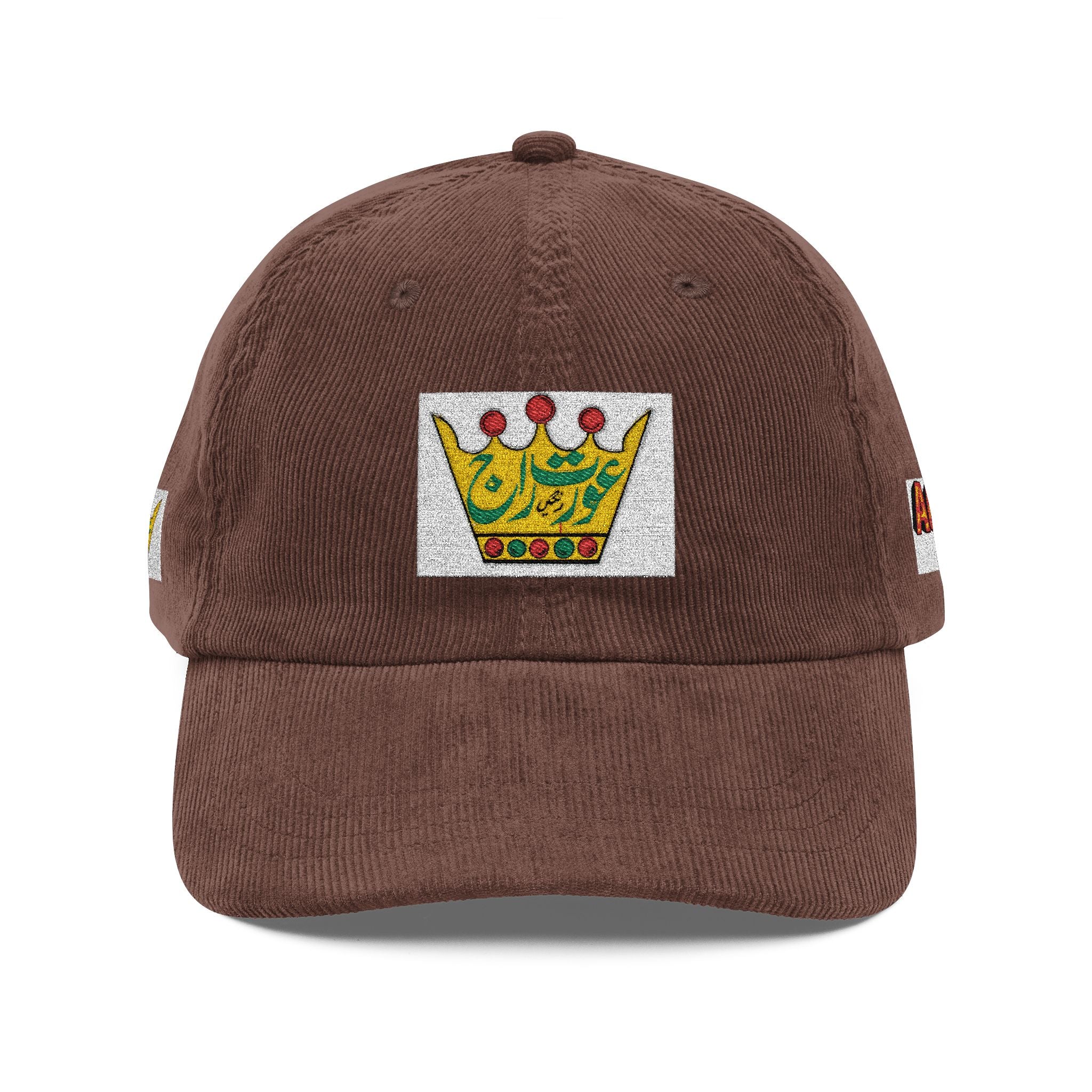 AURAT RAJ - Embroidered Corduroy Crown Cap — Vintage Rust Baseball Hat