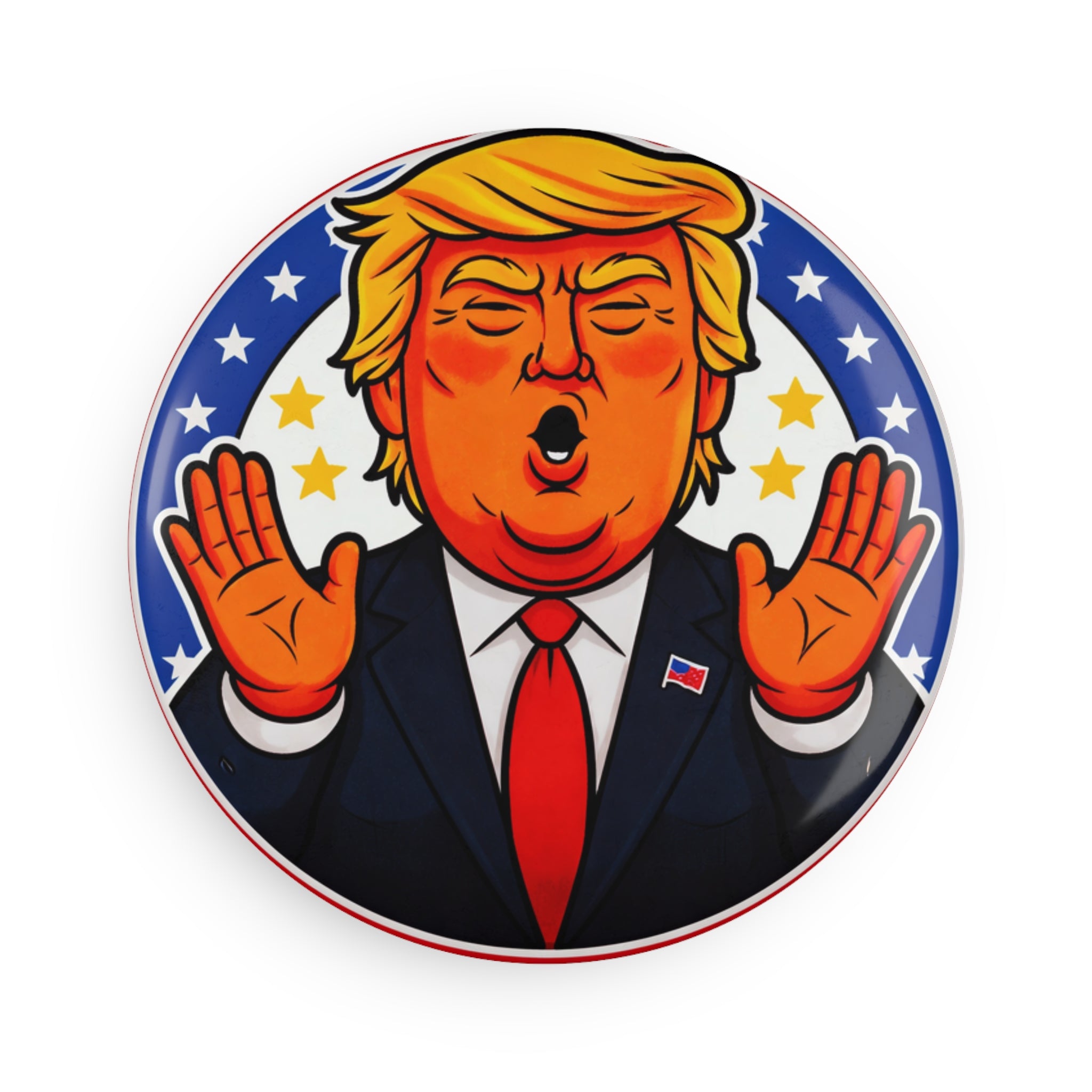 Trump Cartoon Button Magnet – Round Political Refrigerator Magnet