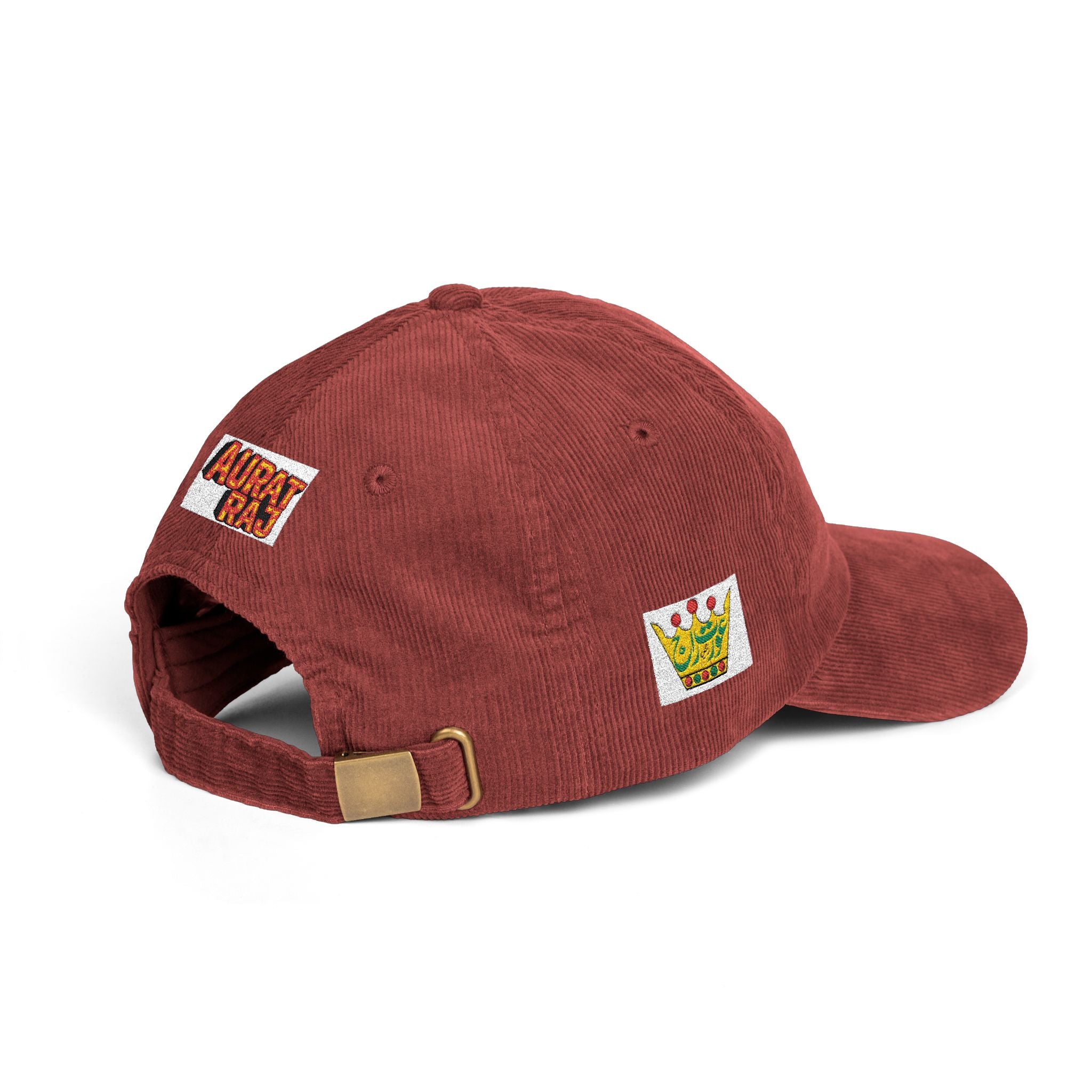 AURAT RAJ - Embroidered Corduroy Crown Cap — Vintage Rust Baseball Hat