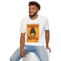 Graphic T-Shirt — "Fundo Mental" Retro Portrait + Palestinian Flag Watermelon Back Art
