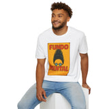 Graphic T-Shirt — "Fundo Mental" Retro Portrait + Palestinian Flag Watermelon Back Art