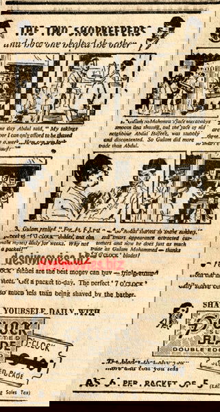 7 O'Clock Blades (1947) Press Advert 1947 - www.desimovies.biz
