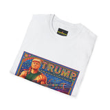 Political Graphic T-Shirt — Bold 'TRUMP' Patriotic Rifle Design
