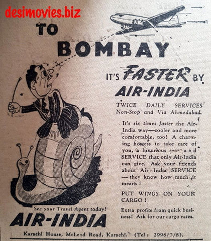 Air India (1949) Press Advert 1949 - www.desimovies.biz