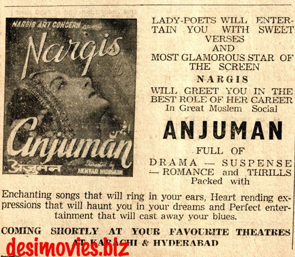 Anjuman (1948) Press Advert - www.desimovies.biz