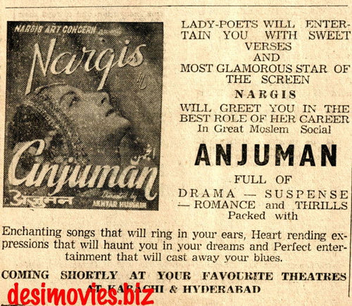 Anjuman (1948) Press Advert - www.desimovies.biz