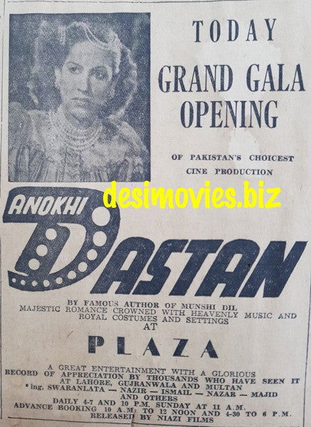Anokhi Dastan (1950) Press Ad - www.desimovies.biz