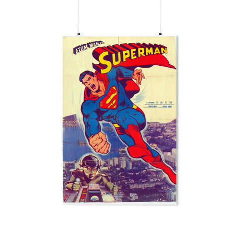 Atom Man Vs Superman (1950) Original Poster Print from Pakistan - Matte Vertical Posters - www.desimovies.biz