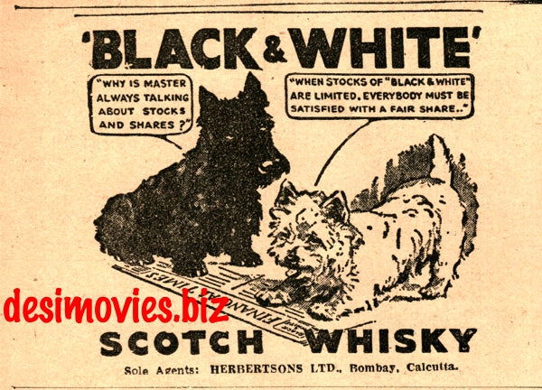 Black & White Whiskey (1947) Press Advert 1947 - www.desimovies.biz
