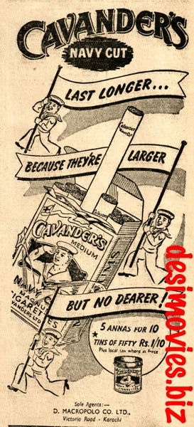 Cavandar (1947) Press Advert 1947 - www.desimovies.biz