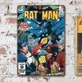 Batman vs The Penguin — The Grapple! Golden Age DC Comics Magnificent Cover Art Tin Sign