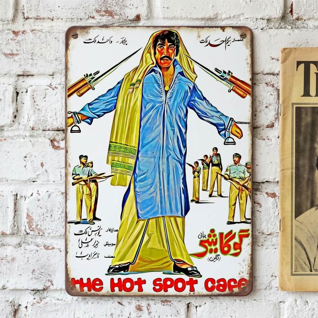 Goga Sher — Sultan Rahi as the One-Man Vice Squad | Lollywood Classic Tin Sign | Battling Oppression