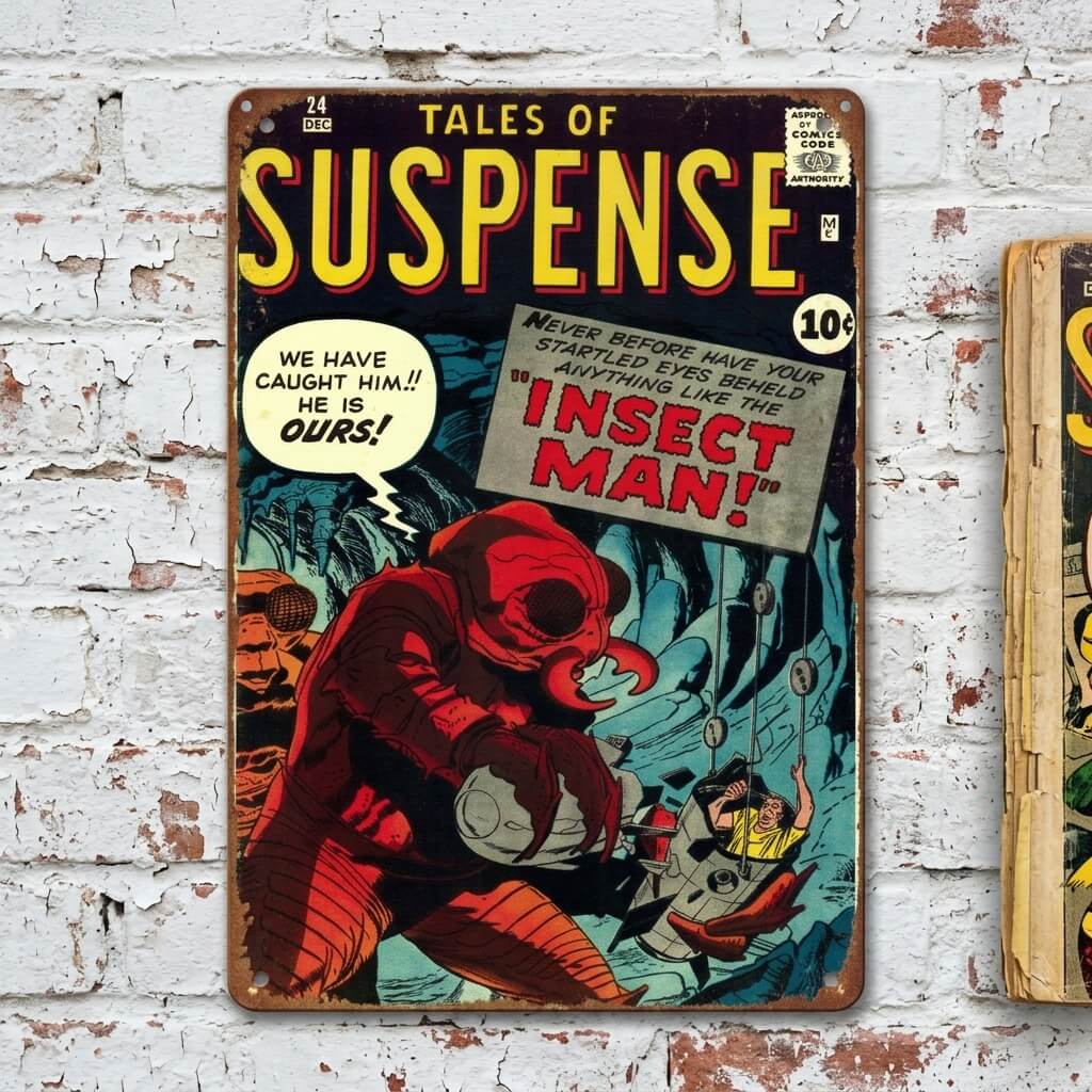 Tales of Suspense - "Behold the Insect Man!" | Vintage Marvel Comics Golden Age Monster Art Tin Sign