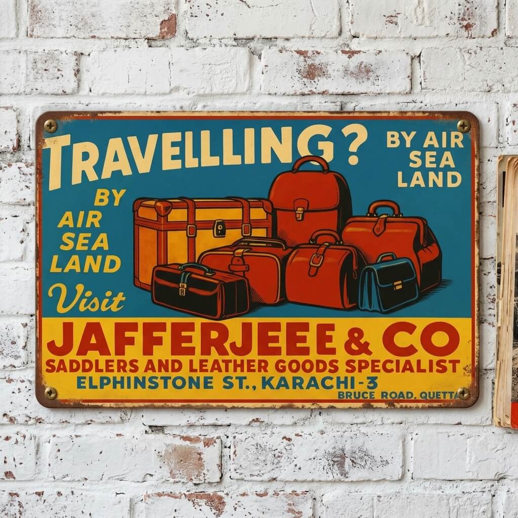 Jafferjee & Co — Iconic 1950s Vintage Advertisement Tin Sign | Classic Karachi Nostalgia