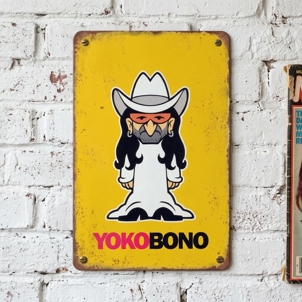 Yoko Bono — Brilliant Pop Culture Fusion Tin Sign | Yoko Ono meets Sonny Bono