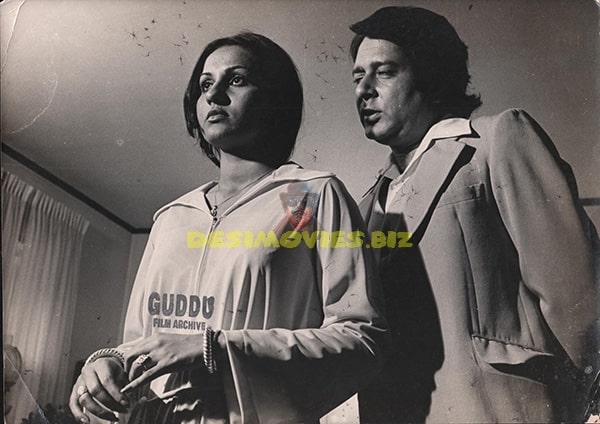 Reena Roy and Ranjeet  (1970s) Bollywood Movie Still