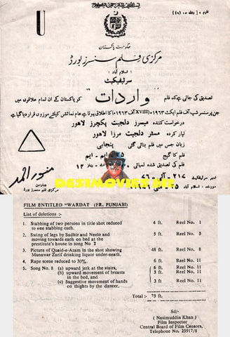 Wardaat (1976) Censor Certificate
