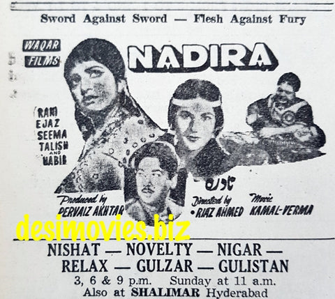Nadira (1967) Press Ad - Karachi 1967 - www.desimovies.biz