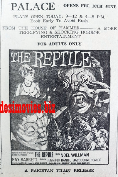 The Reptile (1967) Press Ad - Karachi 1967