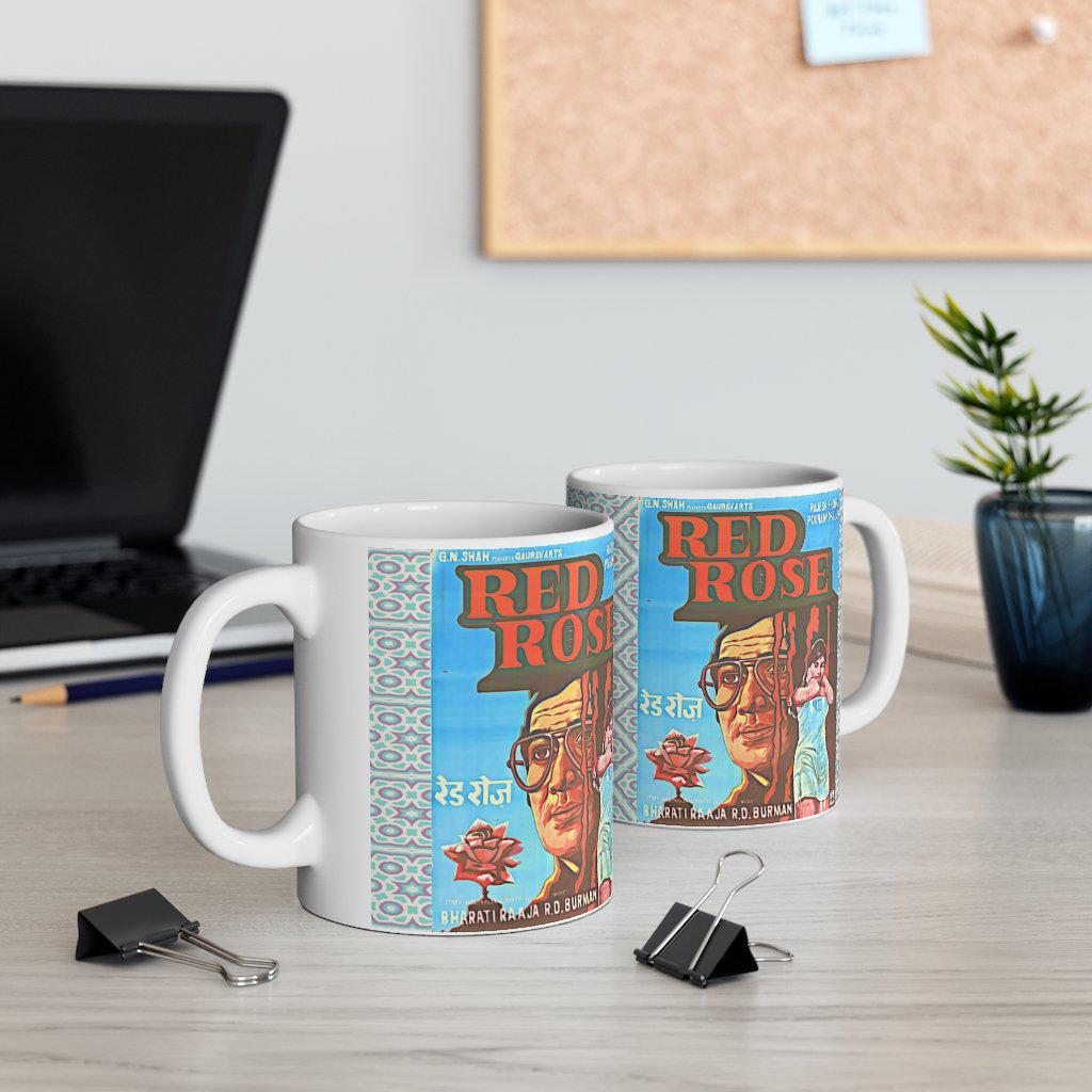 Red Rose (Blue) - Bollywood - Ceramic Mug 11oz - www.desimovies.biz