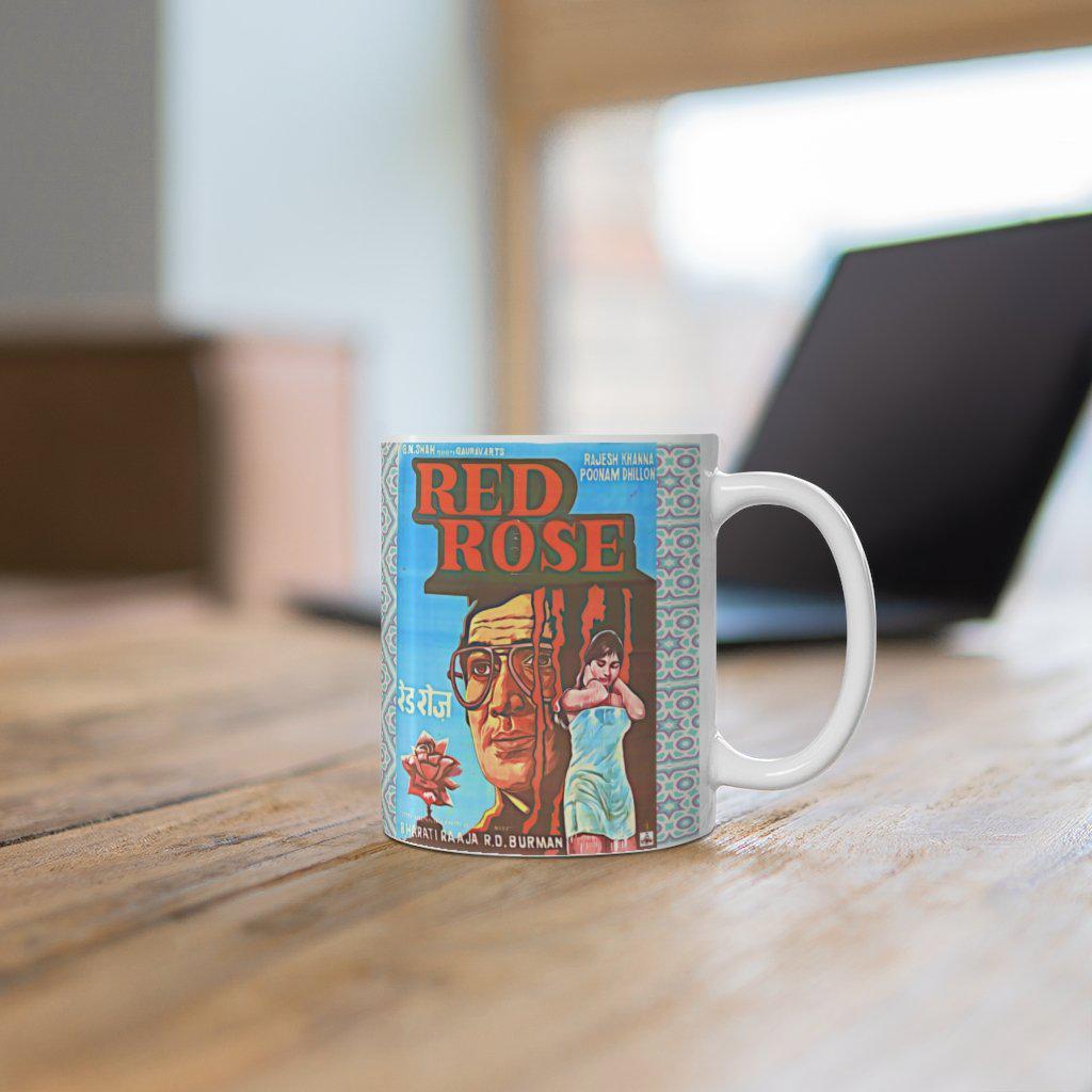Red Rose (Blue) - Bollywood - Ceramic Mug 11oz - www.desimovies.biz
