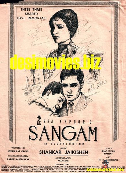 Sangam (1964) Original Poster & Advert - www.desimovies.biz