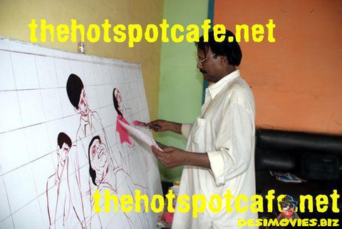 Mohsin Raza Artist starting his Zibahkhana poster. - www.desimovies.biz